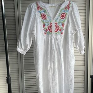 White Dress with Floral Embroidery
